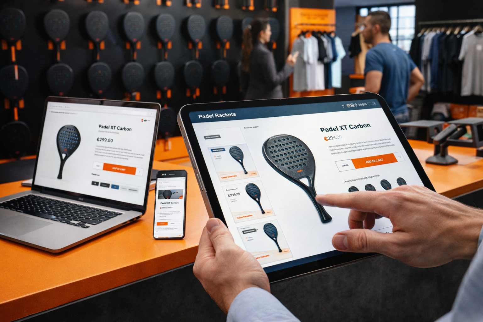 Tienda de pádel conectada con ecommerce y catálogo digital